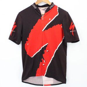 Aussie Cycling Jersey Mens Black & Red Full Zip S Works Graphic Logo Size Large